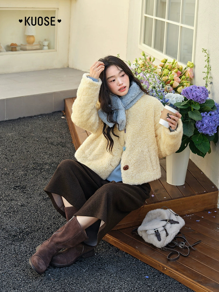 Kuose Short Mao Mao Jacket with Scarf