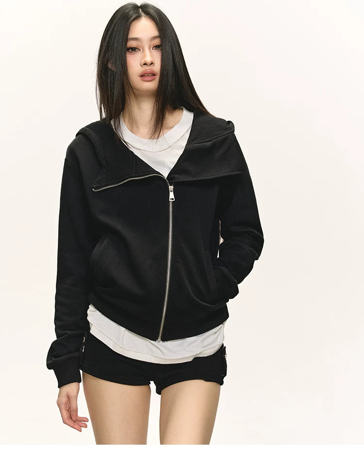 Anna Aneae Irregular Unique Zipper Short Casual Jacket