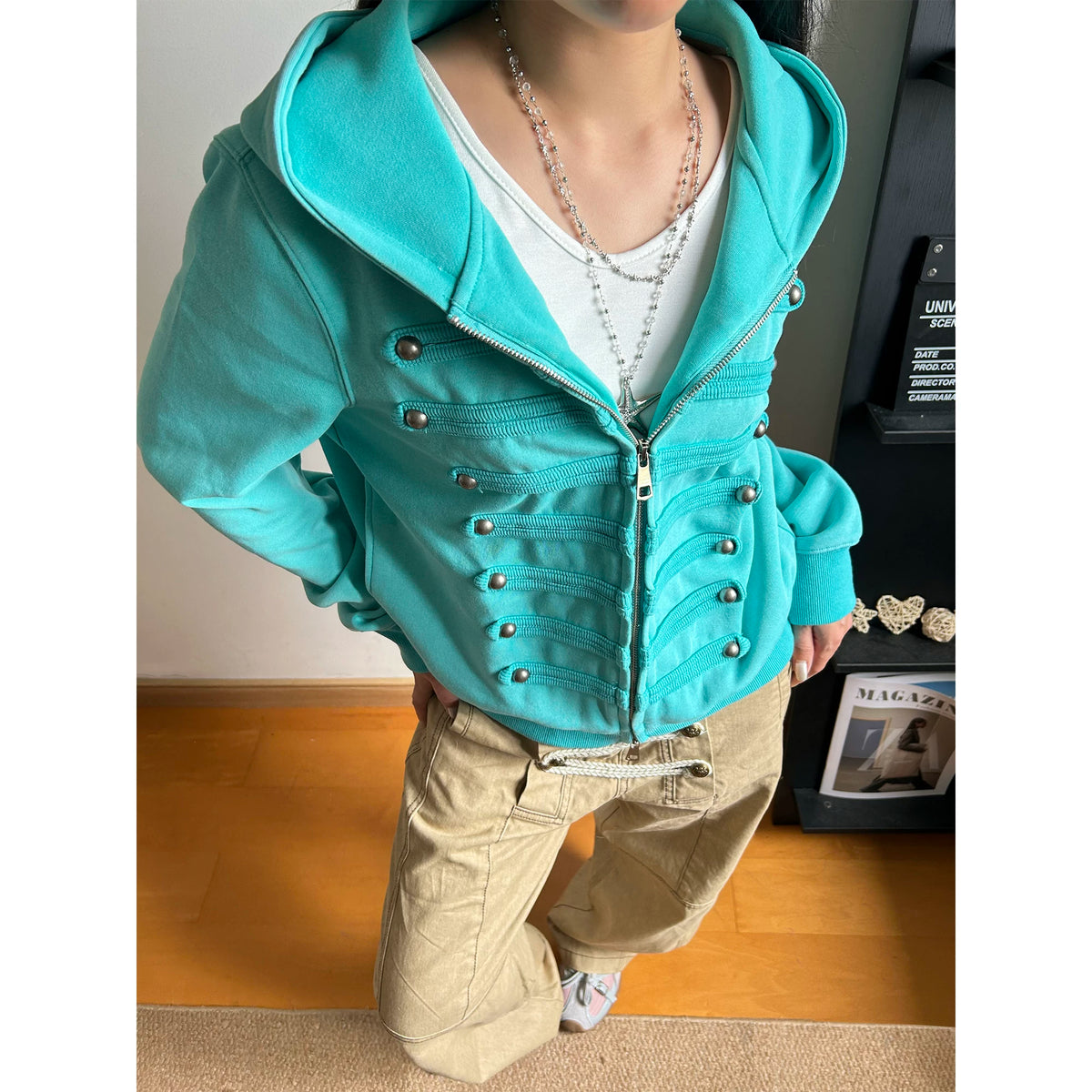 KISMETS Palace-Style Cropped Hooded Sweatshirt