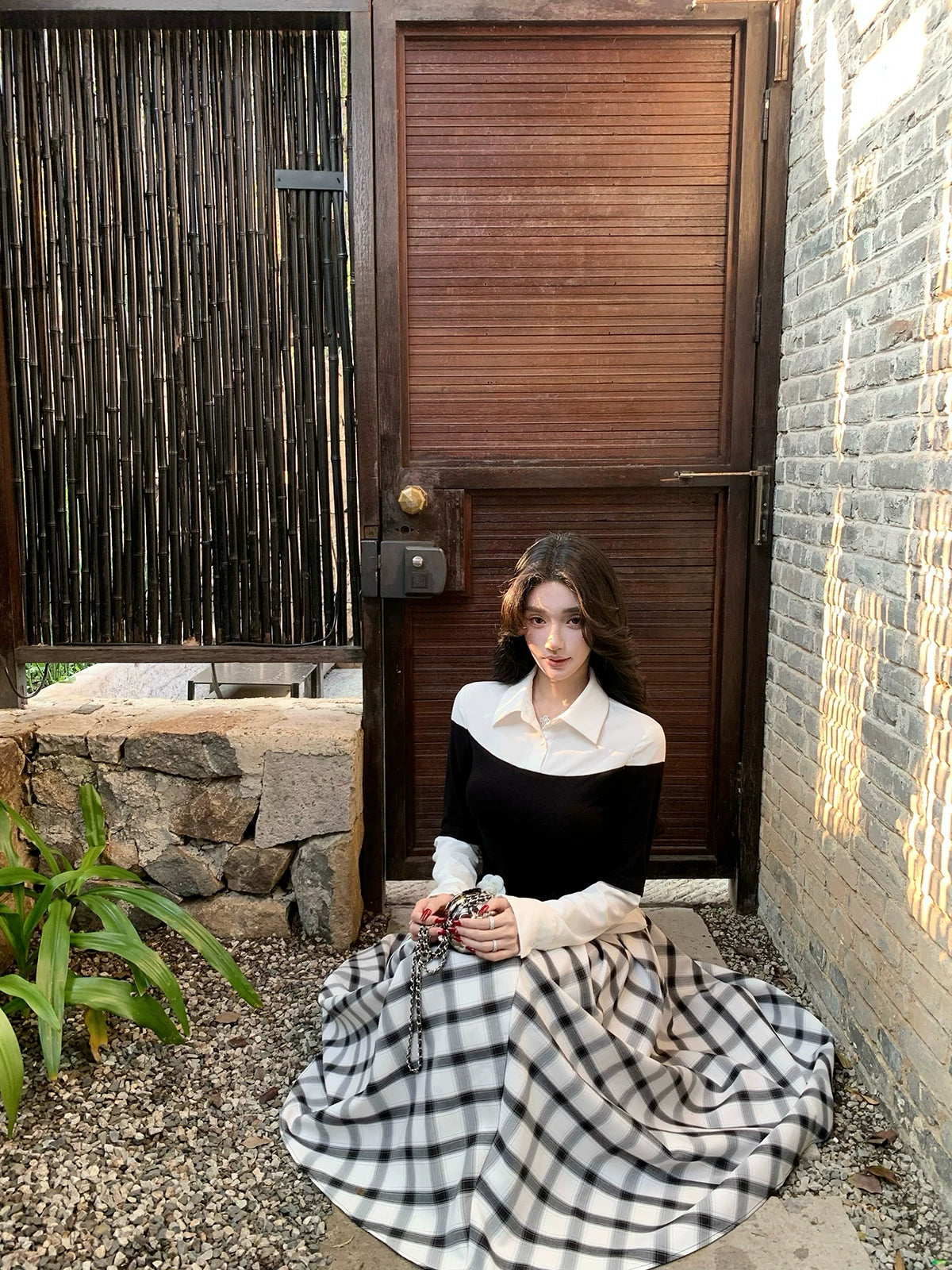 Barb Chill Vintage Short Fake Two-Piece Knitted Shirt