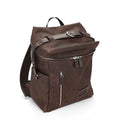 JANDRESS Dark Brown Faux Leather Zip-Top Backpack