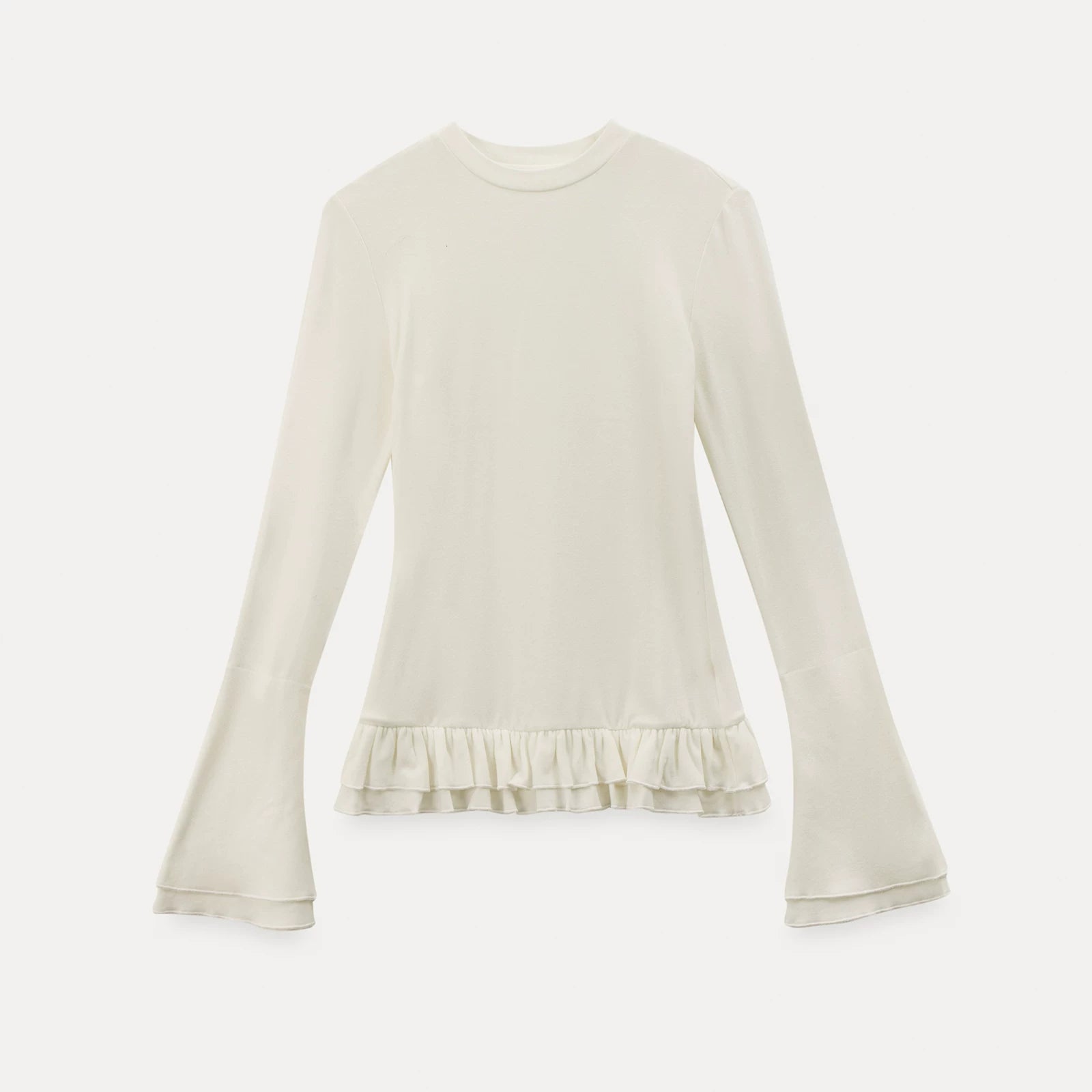 EGGKA Double-layer Lace Polished Floral Slim-fit Long Sleeves