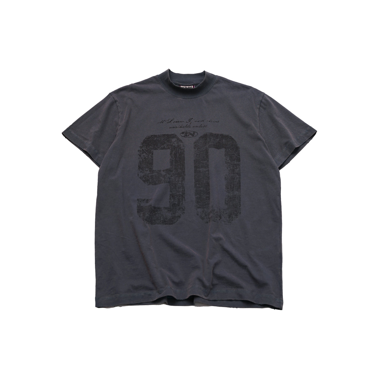 TH90 CREW Vintage Sports Print Washed Comfortable Drape T-Shirt