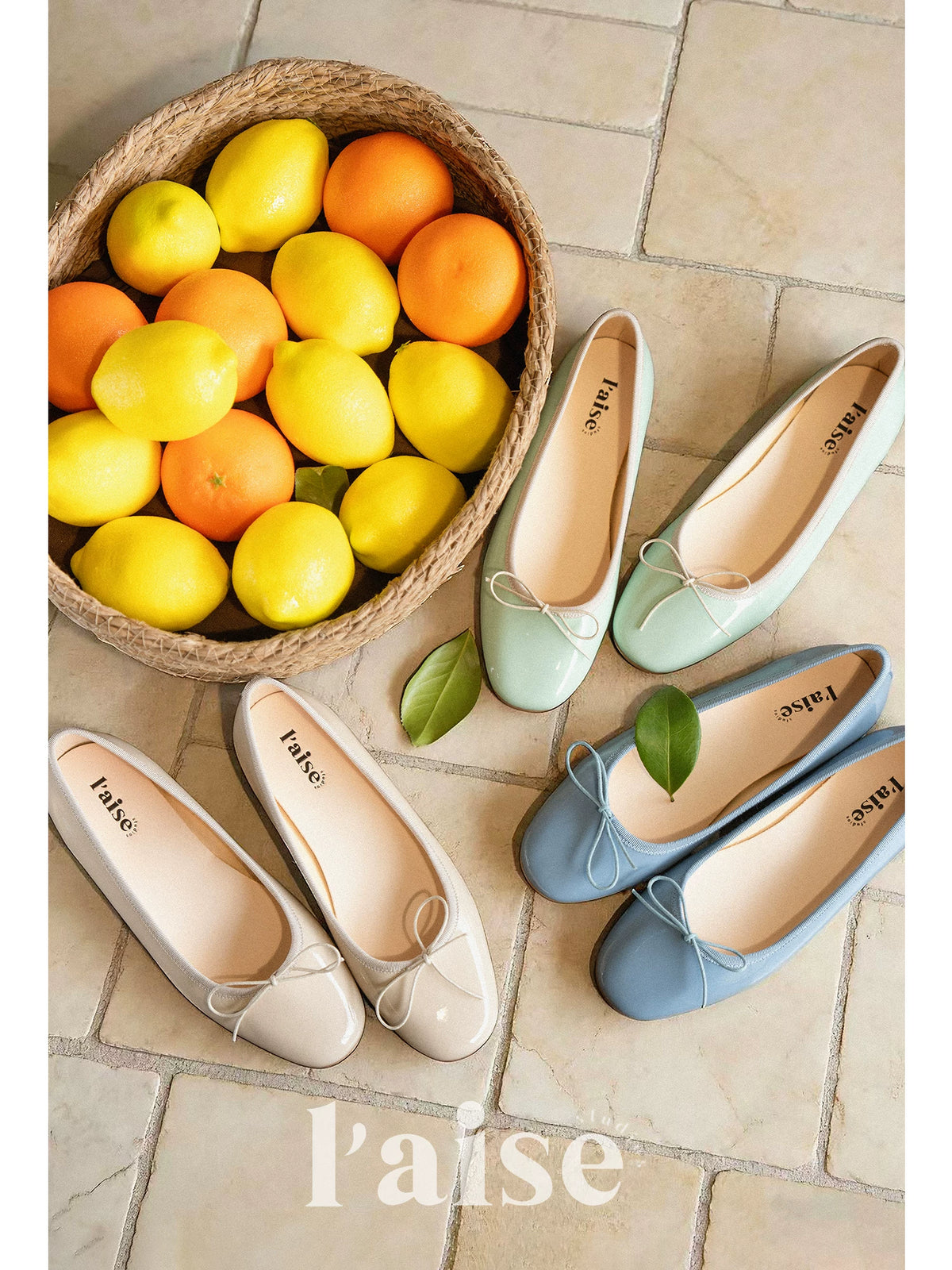 L'aise Patent Leather Bow Ballet Flat