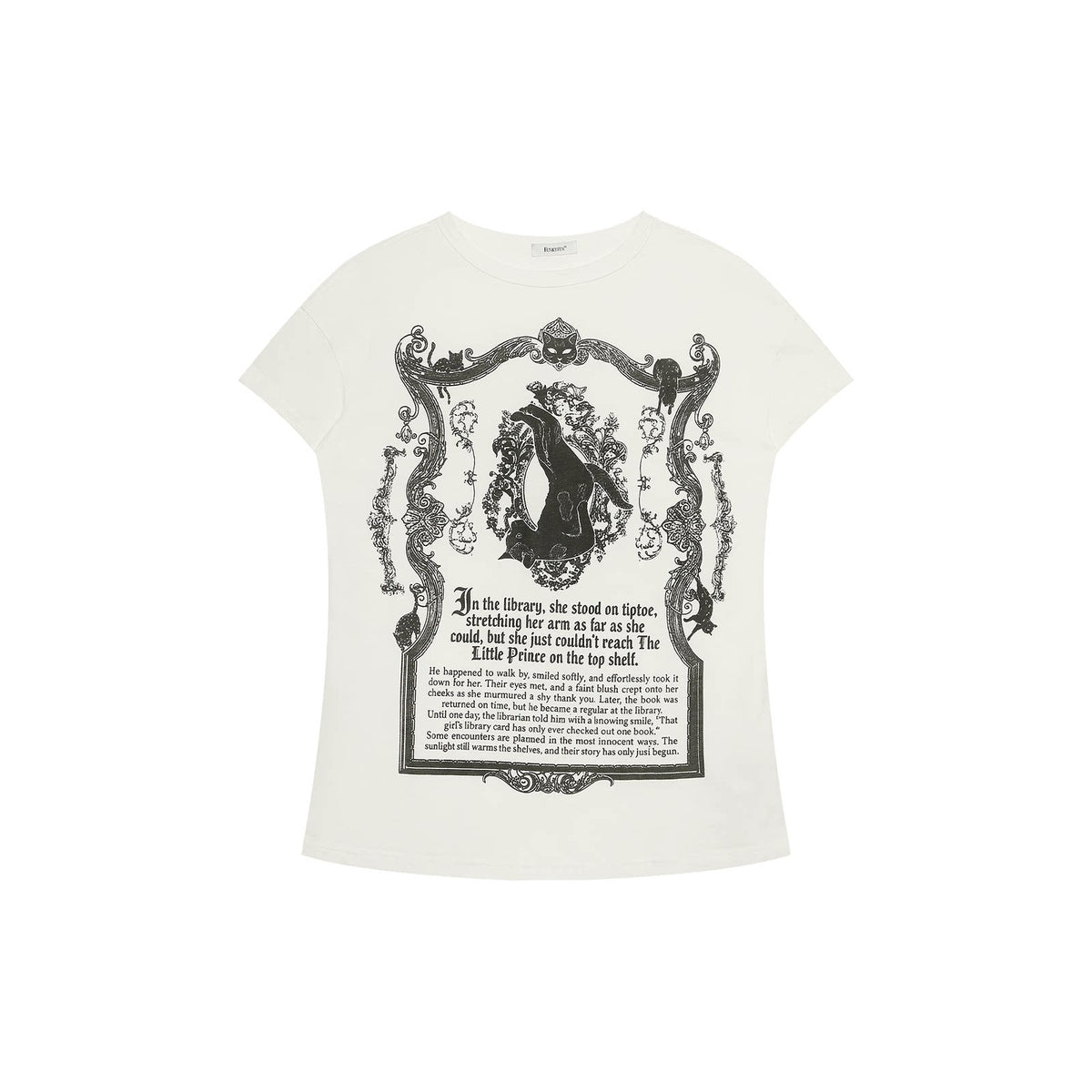 FUNKYFUN Gothic Cat Totem Print Drop-Shoulder Tee