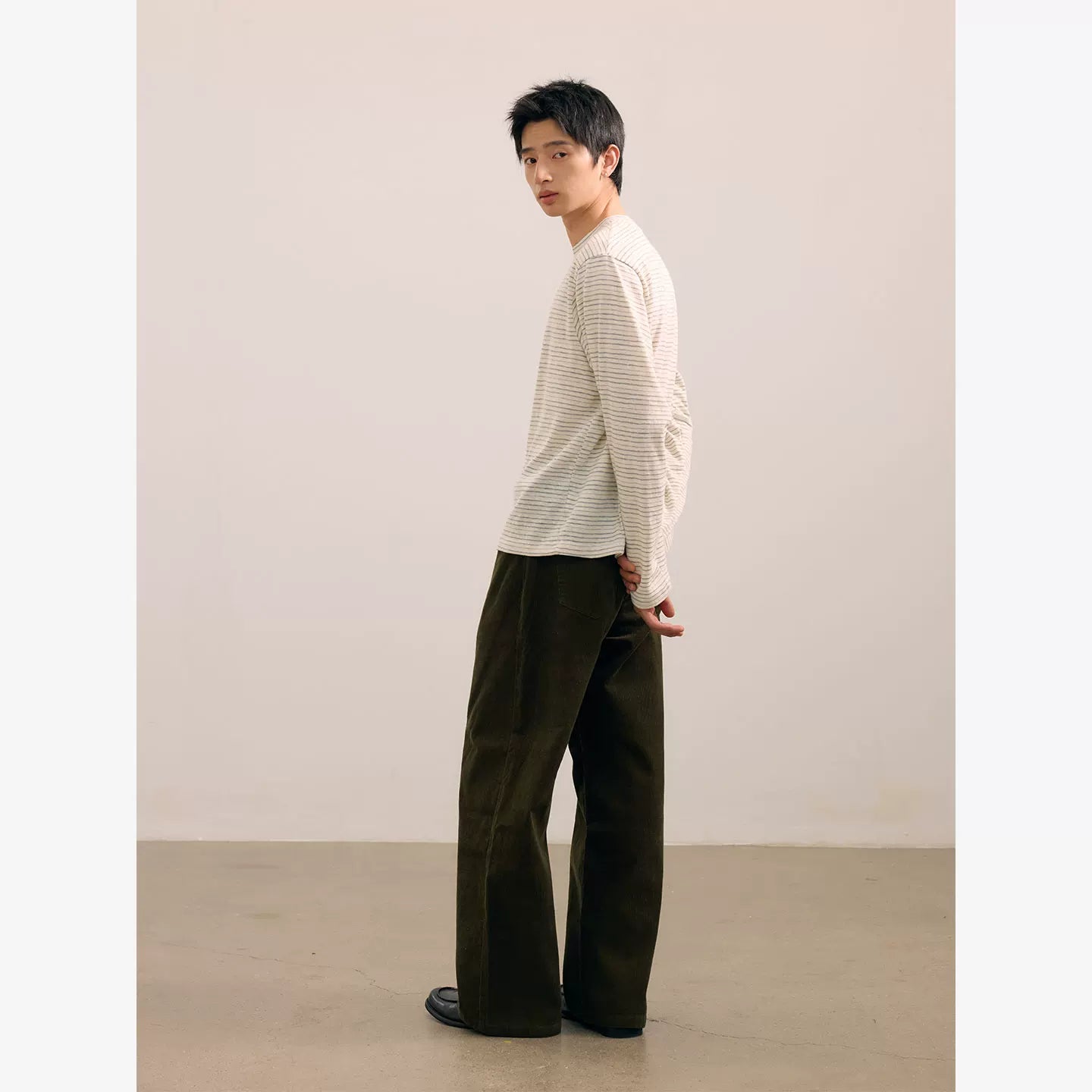 NO LOGO Lyocell/pure cotton retro washed straight corduroy trousers