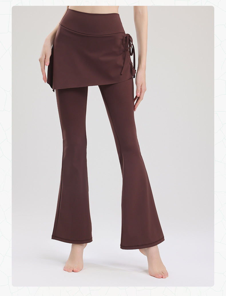 TIANQINGSE Fake Two-piece Side Drawstring Skirt Curtain Hip Cover Micro-pull Pants