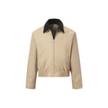INTENT Plaid Leather-Collar Wide-Lapel Casual Jacket