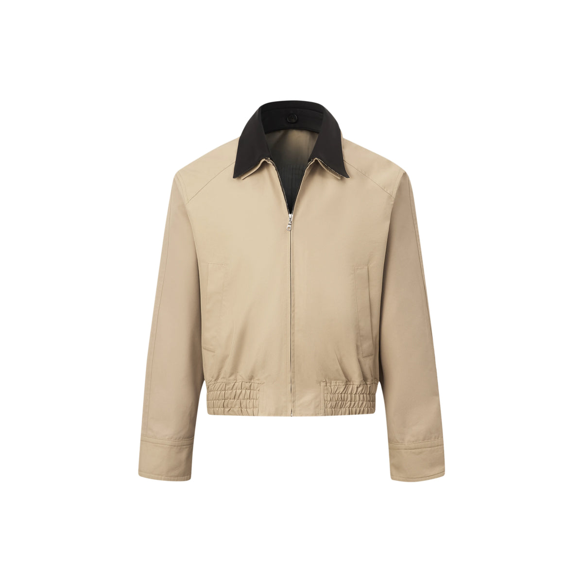 INTENT Plaid Leather-Collar Wide-Lapel Casual Jacket