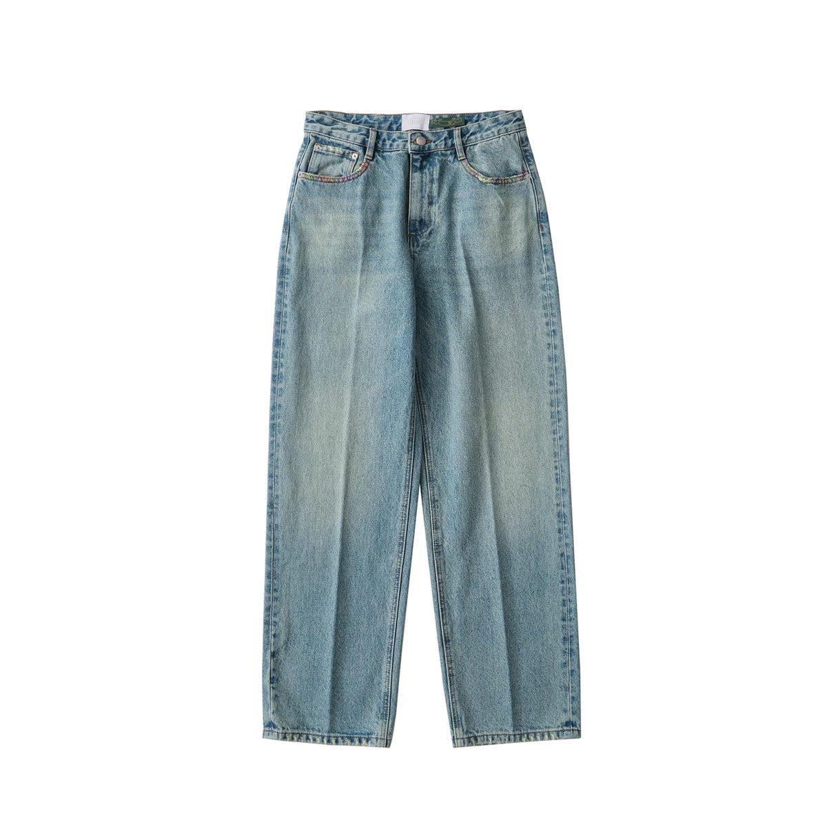 Battles Handcrafted Colored-Thread Relaxed Straight-Leg Jeans