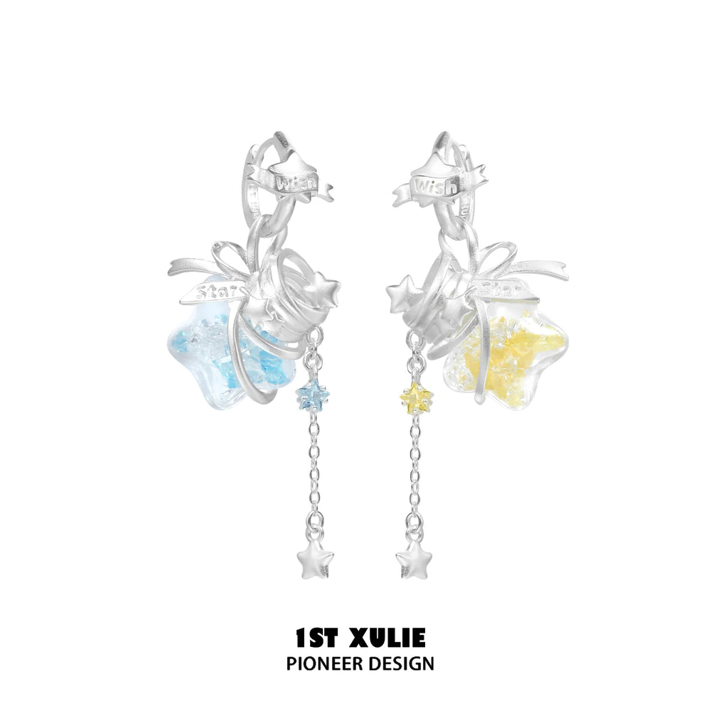 1ST XULIE Star Wishing Bottle Ear Cuff And Stud Earrings