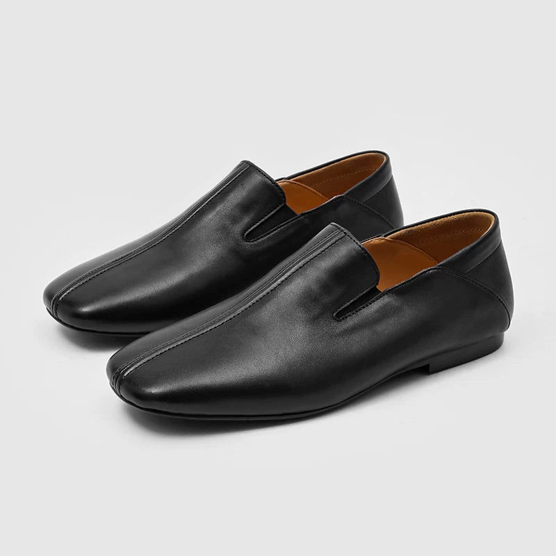 RZAAZ Square-Toe Leather Monk Strap Loafer