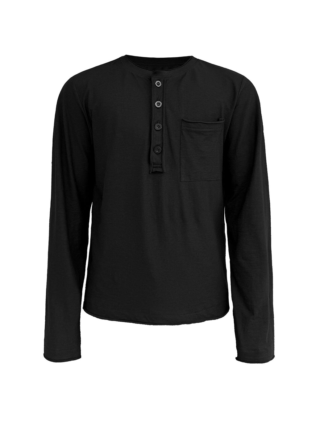 JCAESAR Long Sleeve Henley with Rolled Hem