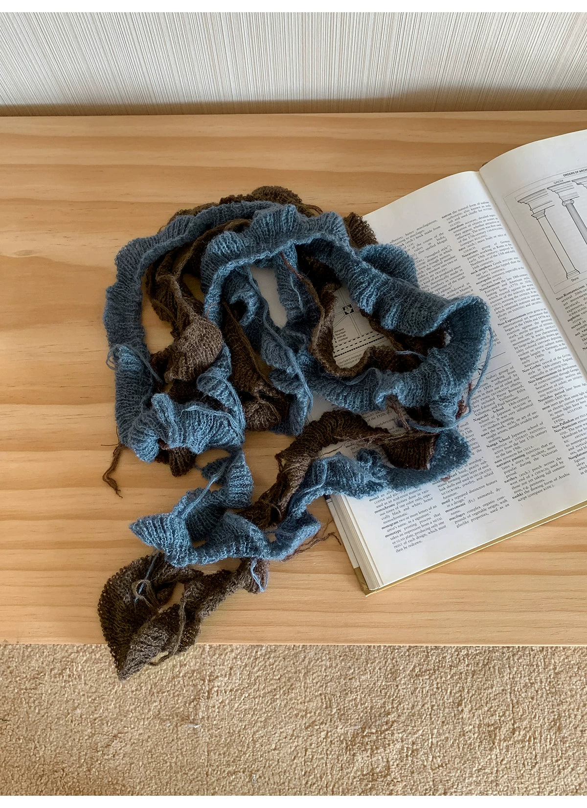KANO Irregular Knitted Slender Scarf