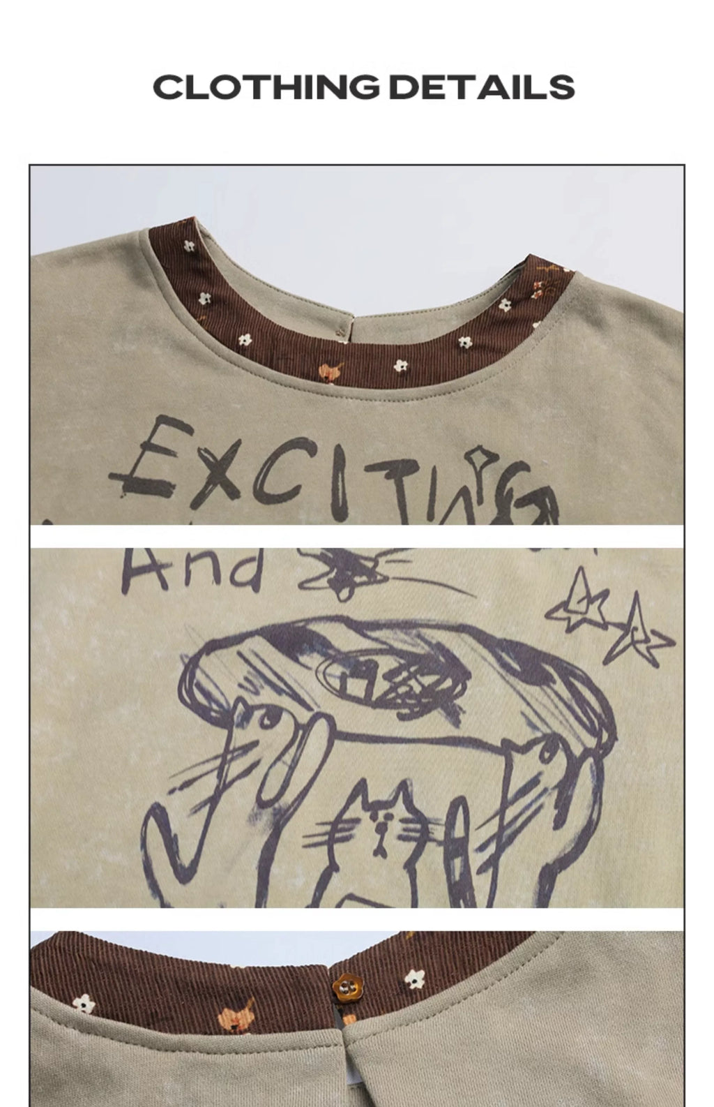 Girlyhalo Retro Crew Neck Graffiti Printingsweatshirt