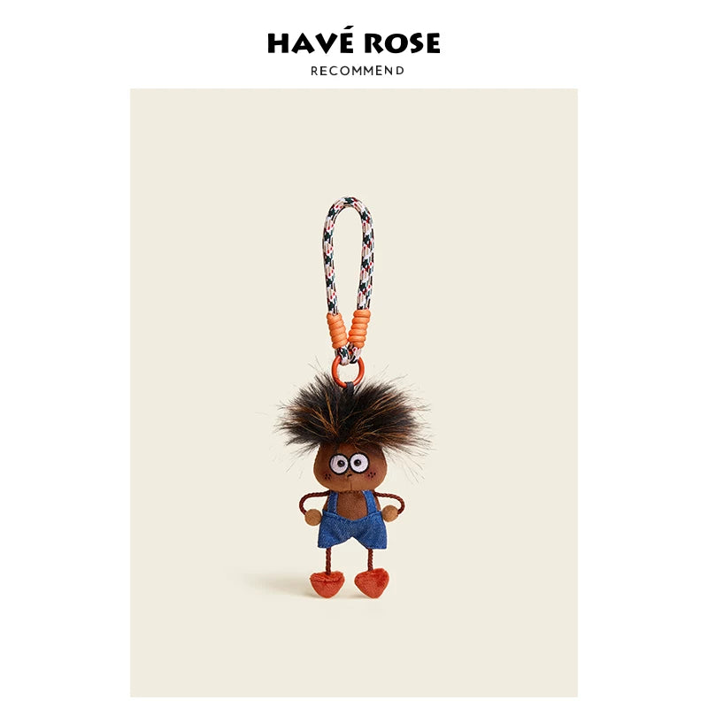 HAVEROSE Fuzzy Plush Keychain Bag Charm