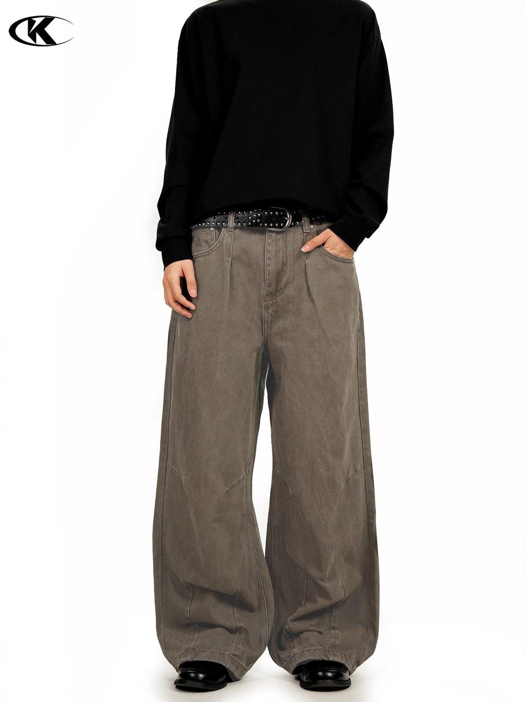 11KN Simple Retro Loose Straight-leg Pants