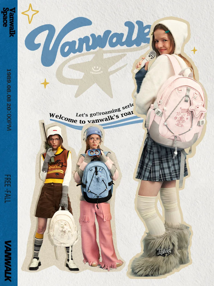VANWALK Ballet Pink Faux Leather Zip-Top Backpack