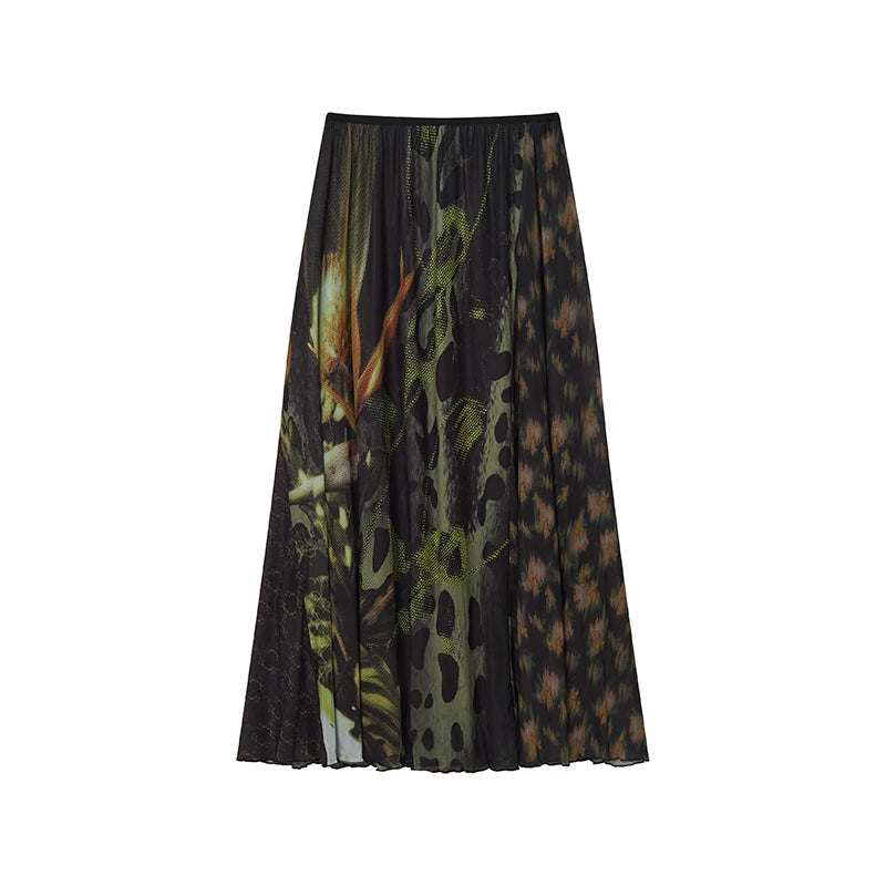PHYS Floral Asymmetrical Splicing Drop Skirt