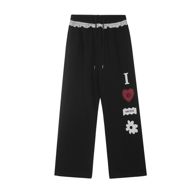 Nariele Fun Print Straight Casual Pants