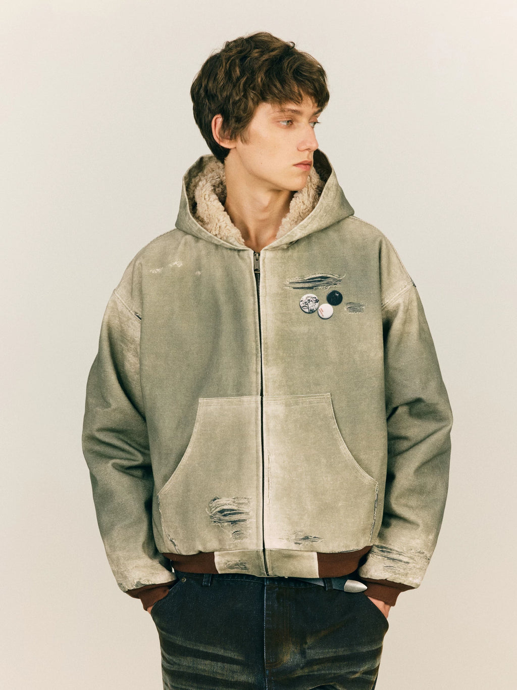 NONRADICAL 3D Digital Print Fleece-Lined Hooded Jacket
