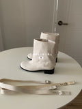 CHILIGIRL Fabric Cross-Strap High-Top Boot