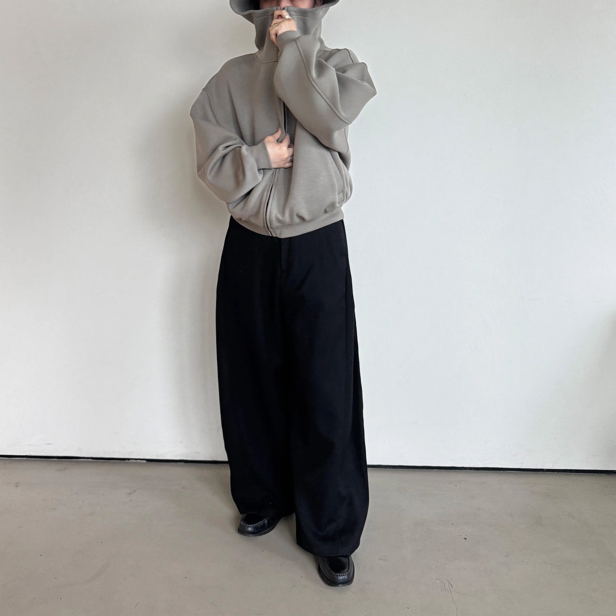Anniehall Fleece-Lined Windproof High-Neck Hoodie