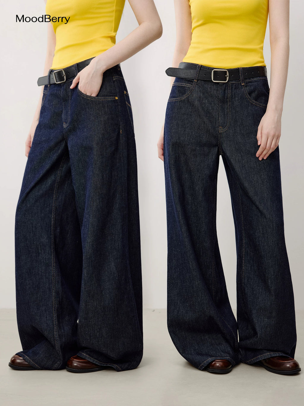 MoodBerry American Retro Raw Straight-Leg Jeans