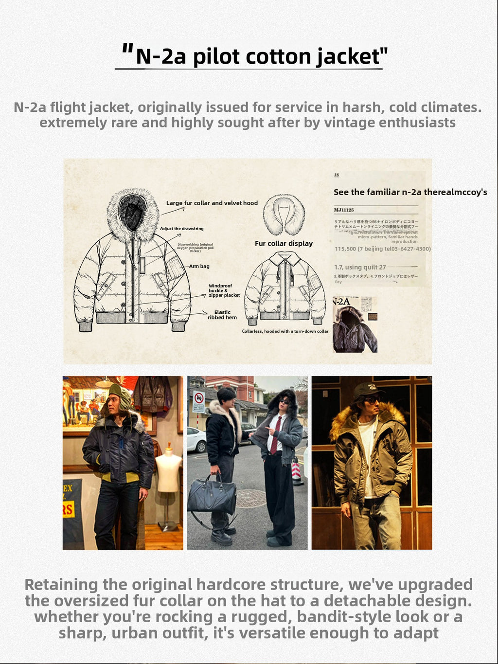 Madden Vintage N2A Fur Collar Short Jacket