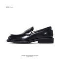 SHENLV STUDIO Engraved Retro Thin-soled Loafers Leather Shoes