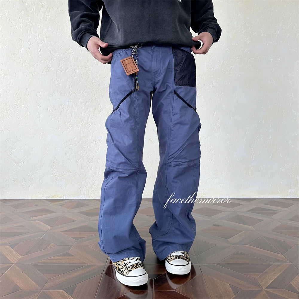 Face the mirror FTM Cross Multi-Pocket Cargo Pants Curved Wide-Leg Gardener Pants