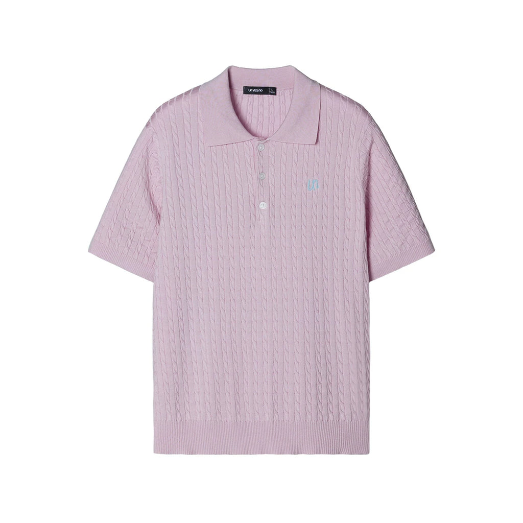 Unvesno 100% Lyocell Embroidered Knit Polo Shirt