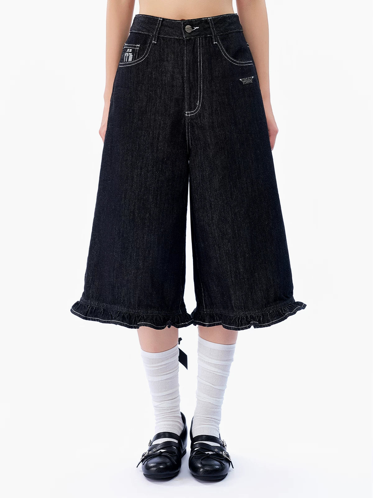 MASOOMAKE High-Waist Loose Capri Jeans