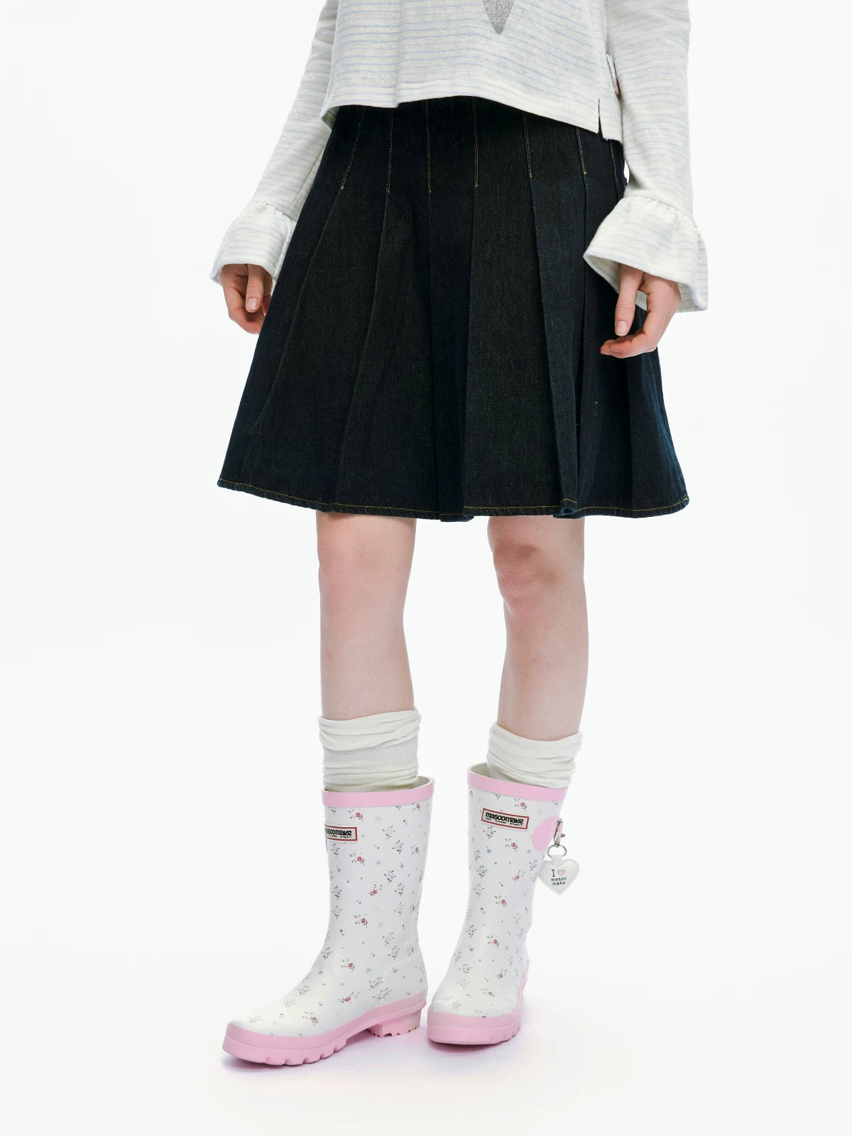 MASOOMAKE Denim Jacket A-Line Skirt Two-Piece Set