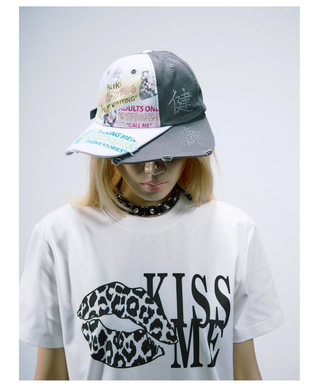 PAIKI Rhinestone Patchwork Trucker Cap