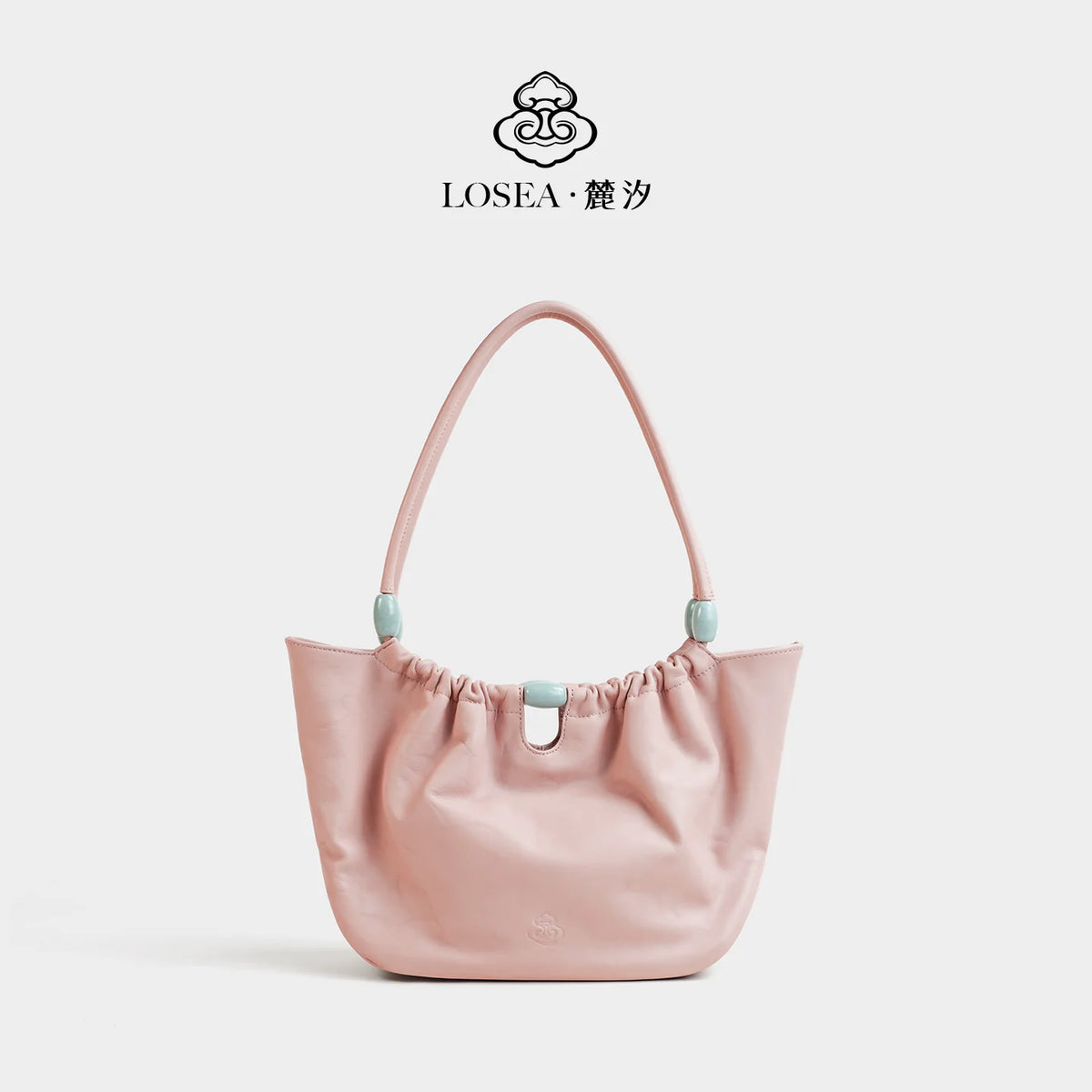 LOSEA Jade Green Top-Grain Leather Magnetic Snap Basket Bag