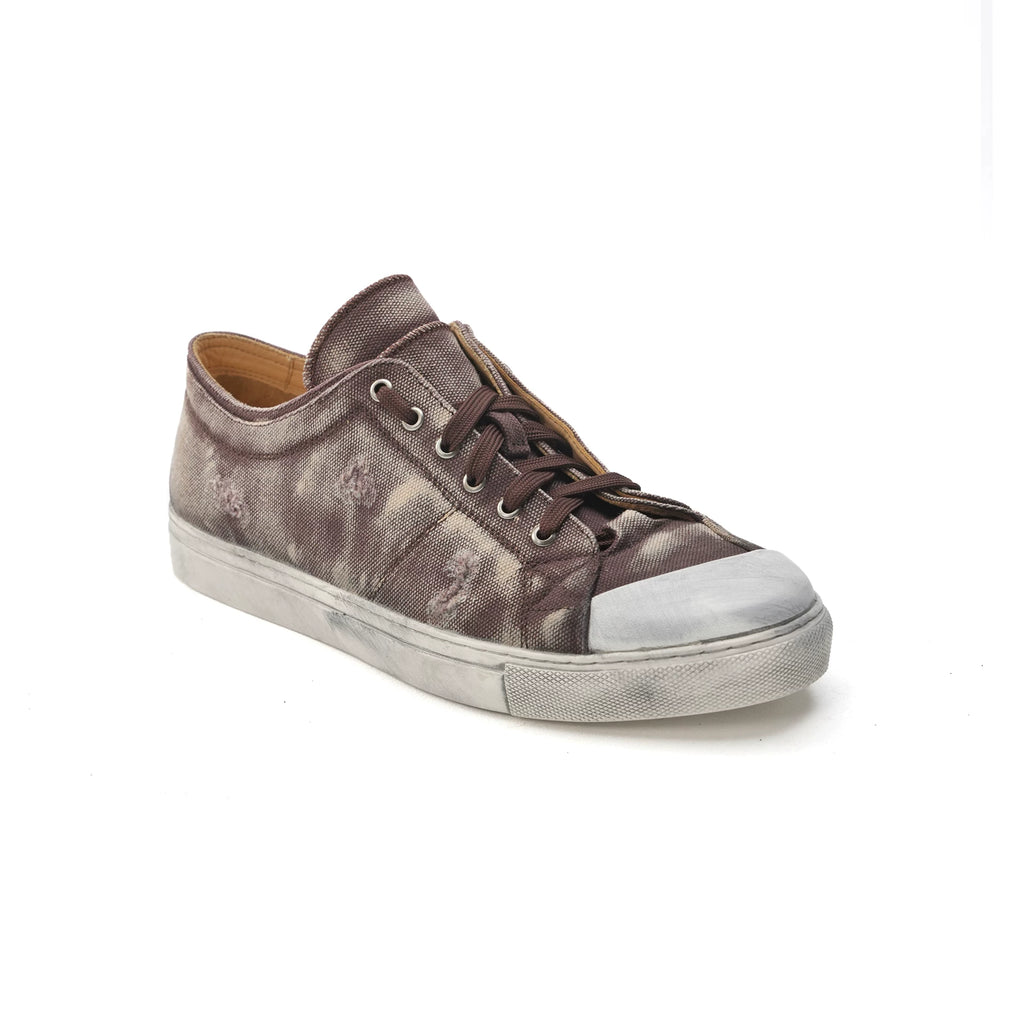 NO LOGO Canvas Distressed Double-Tongue Platform Sneaker