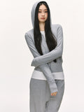 Anna Aneae Hooded Short Sweater Jacket Casual Sports Suit