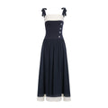 Wildberry Korean Style Strappy Dress with Patchwork Design High-Waist Long Dress