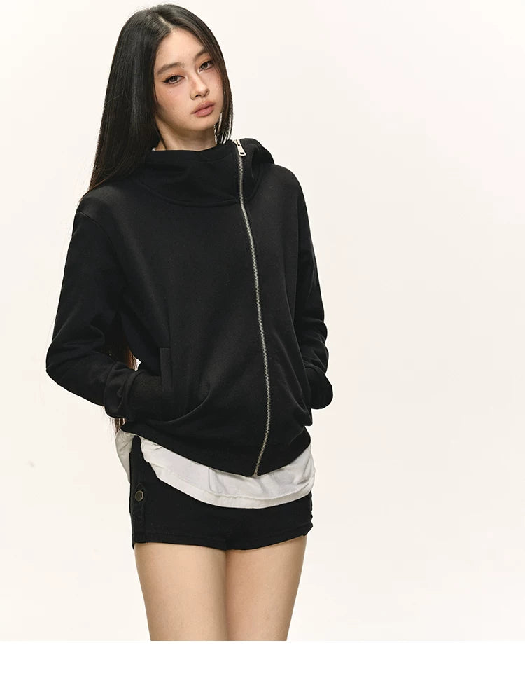 Anna Aneae Irregular Unique Zipper Short Casual Jacket