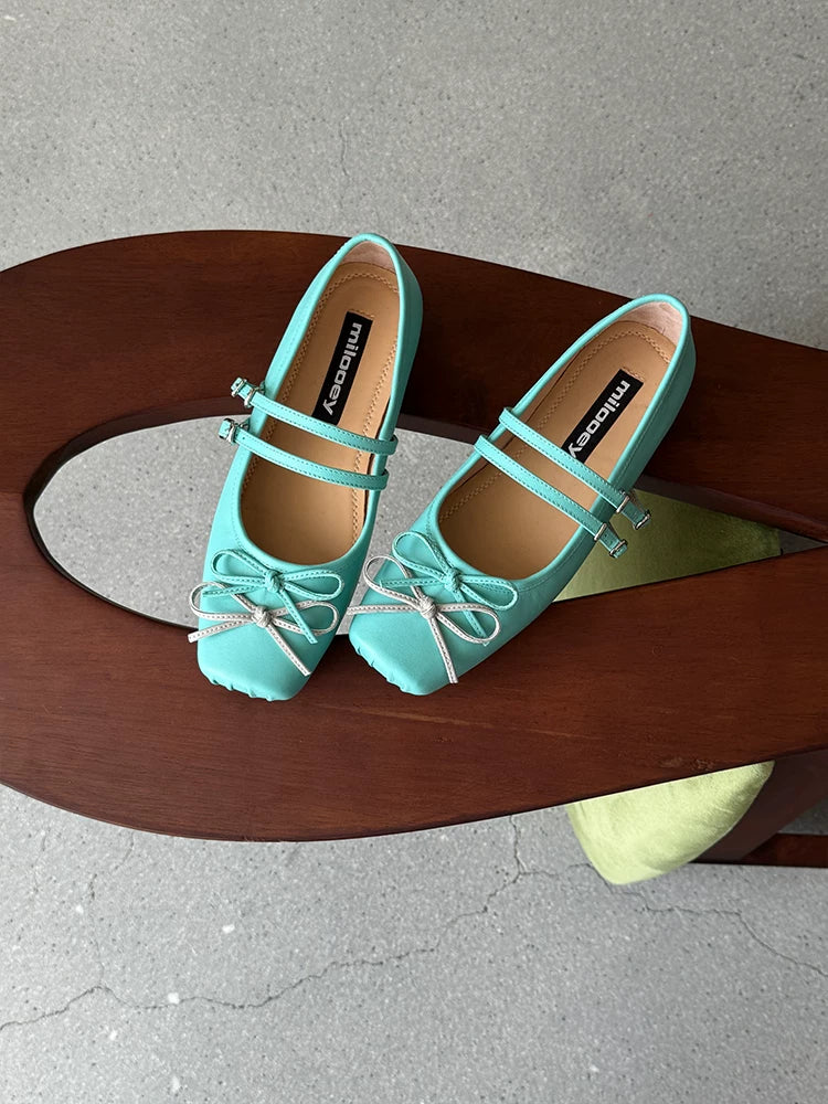 MILOOEY Leather Bow Mary Jane Ballet Flat