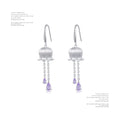 NO SOLUTION Brushed Lily of The Valley Tassel Purple Diamond Earrings