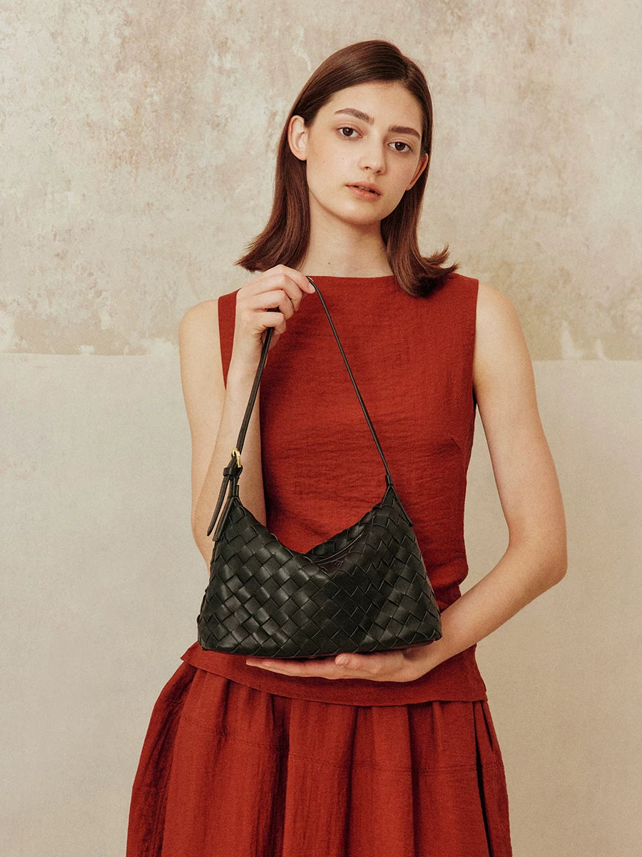 AVALEA Sheepskin Woven Shoulder Armpit Bag