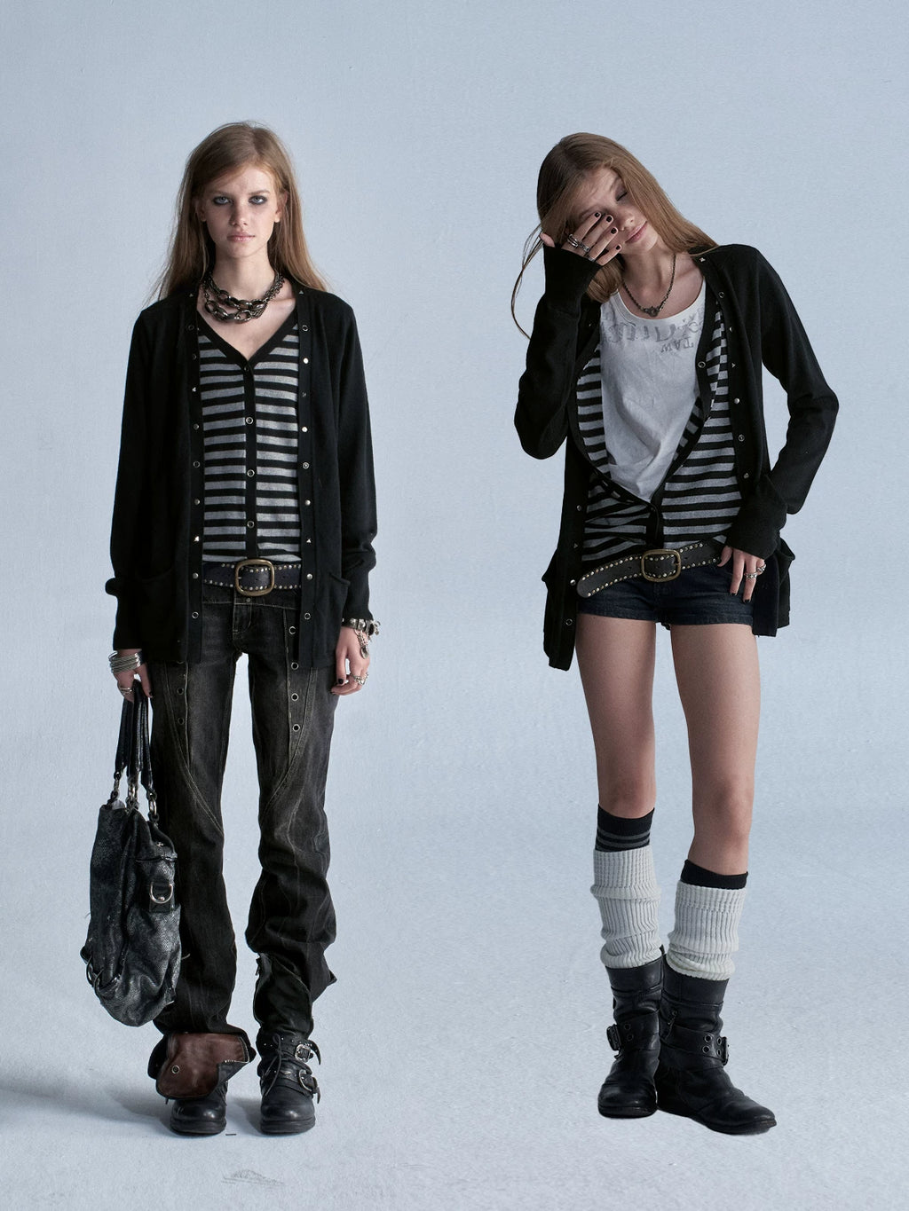 wear And tear V-Neck Reversible Wool-Blend Punk Cardigan