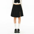ARISEISM Pleated Bow Low-Rise A-Line Midi Skirt