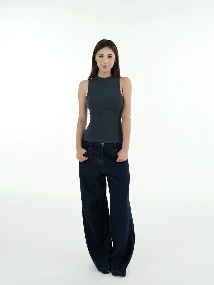 Jim Kennet Semi-turtleneck Sleeveless Slim Fit Stretch Vest