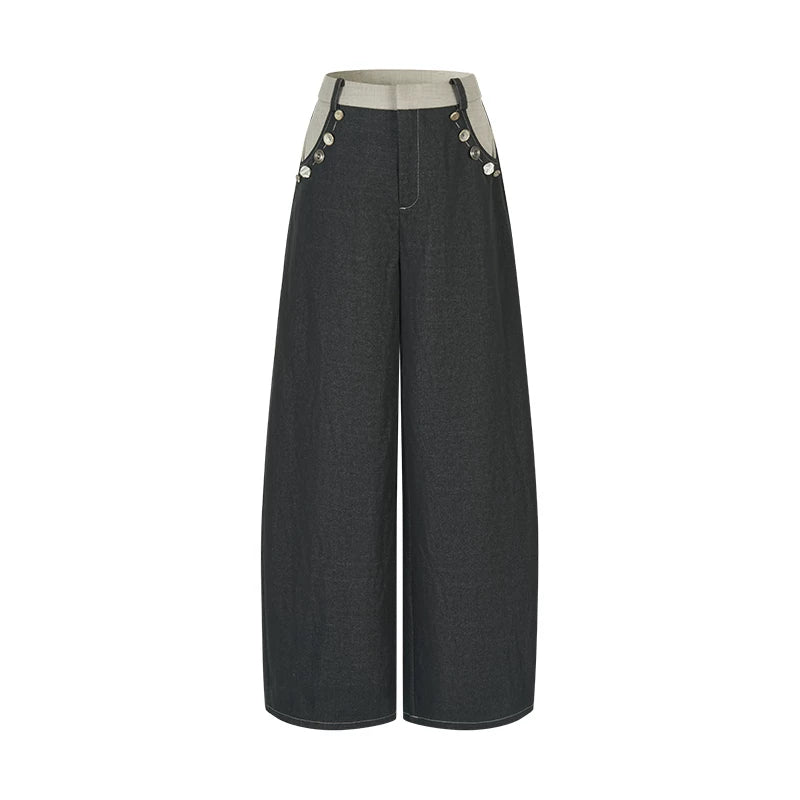 AnnoMundi Loose BF Casual Straight Wide-Leg Trousers