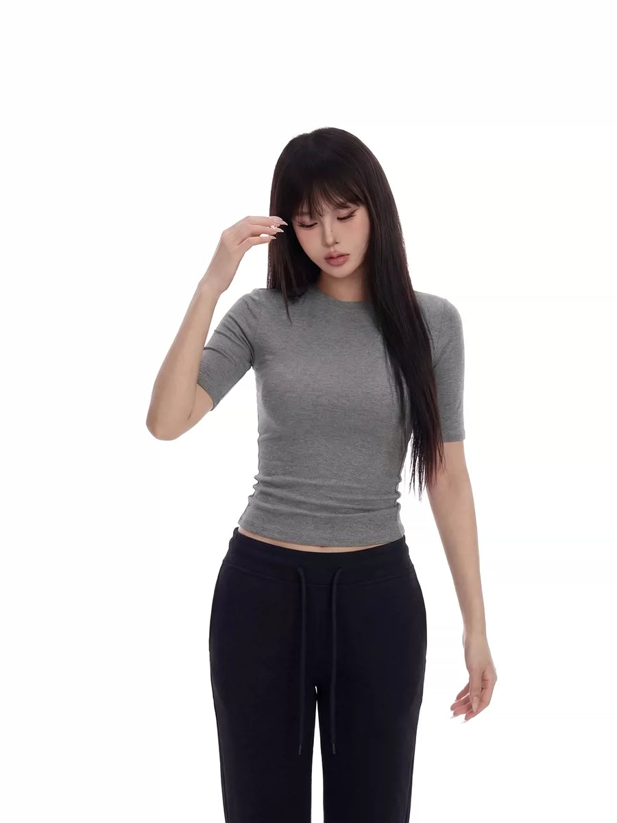 WITHMIN Front Shoulder Slim Fit Simple Versatile Tee