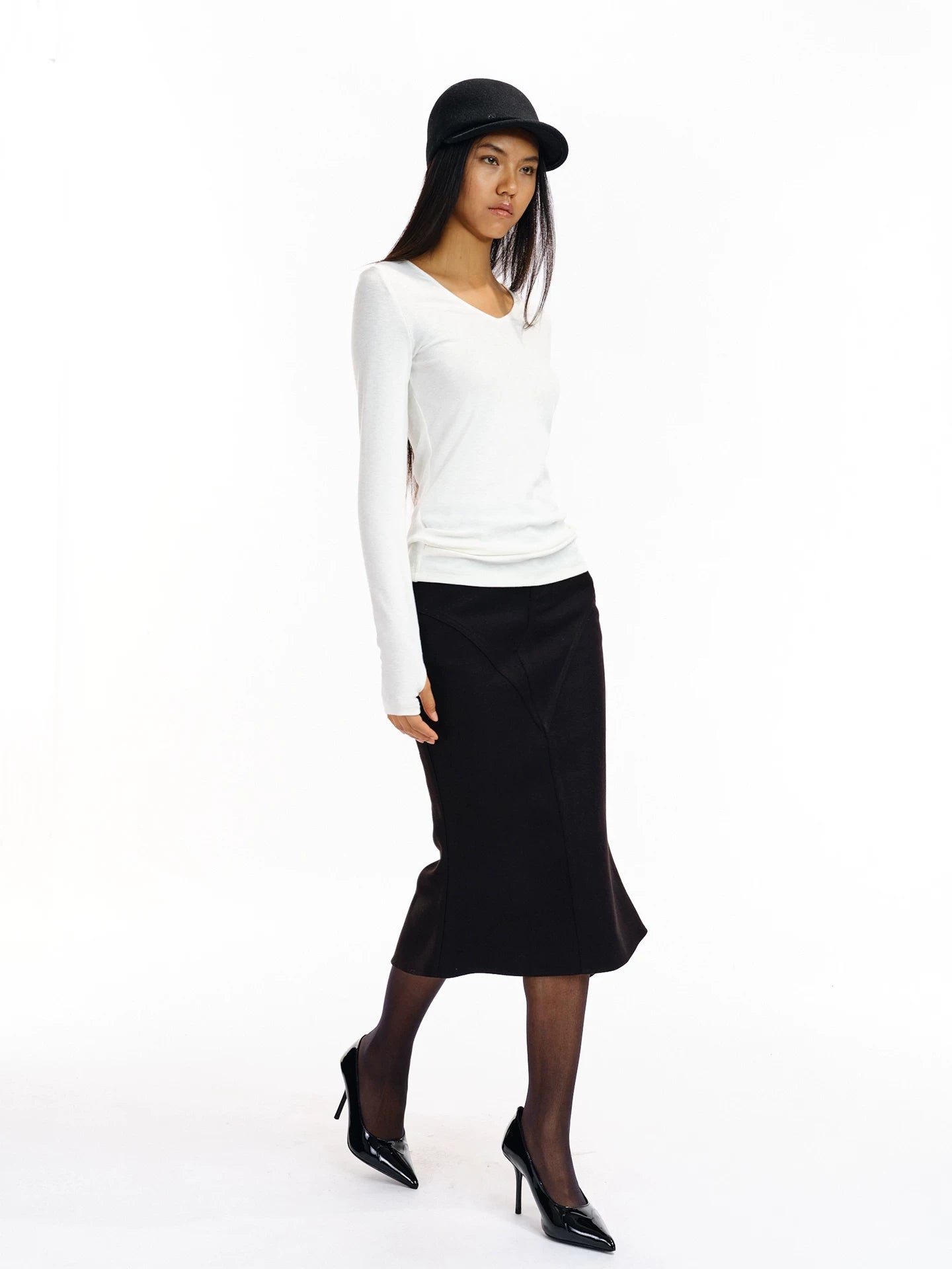 Two Little Guys Retro Woolen Slit Fishtail Skirt