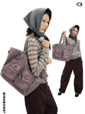 BINGBONG Multi-pocket Retro Large-capacity Tote Bag